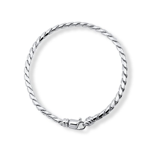Sterling Silver Cobra Chain Bracelet With Swivel Clasp - Picture 2 of 6